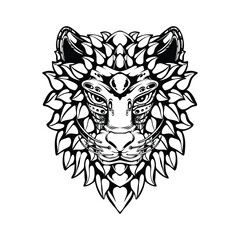 black and white tribal decorative lion pattern tattoo