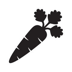 Carrot Icon, Vegetable in black silhouette vector icon.