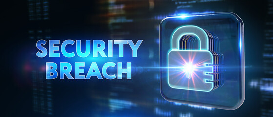 Security breach. Cyber security virus attack and breach. 3d illustration