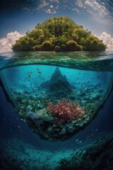Fototapeta na wymiar Illustration of a beautiful island formation - Created with Generative ai