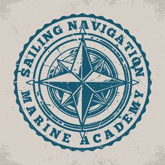 Sailing compass sticker vintage monochrome