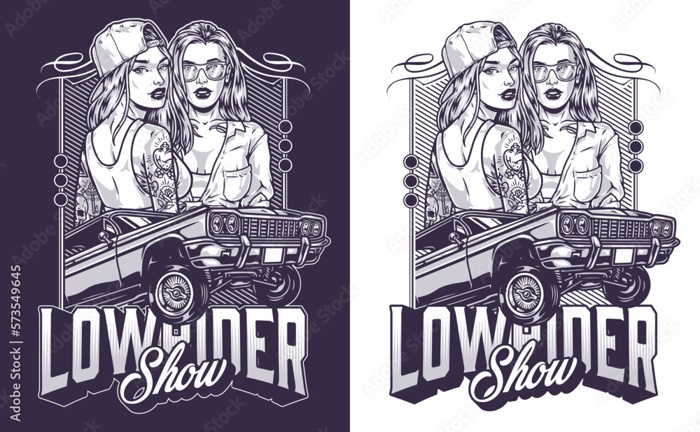 Poster Girl friends lowriders flyer monochrome