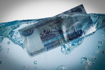 Conceptual image: Bankruptcy of the economy of the russian federation and russian ruble collapse....