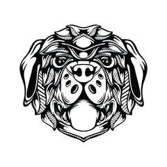 black and white tribal decorative dog pattern tattoo