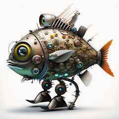 Illustration of a realistic robotic fish