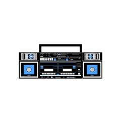 Vector image of a classic Boombox or Ghetto Blaster. Inspired by the JVC PC-W330 JW model in black and blue