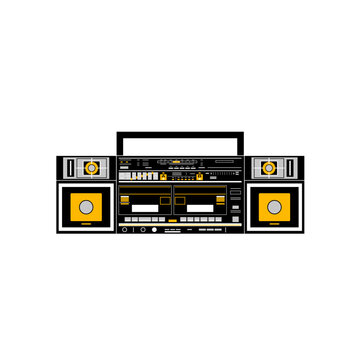 Vector image of a classic Boombox or Ghetto Blaster. Inspired by the JVC PC-W330 JW model in black and yellow