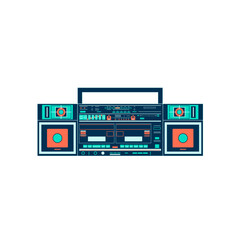 Vector image of a classic Boombox or Ghetto Blaster. Inspired by the JVC PC-W330 JW model in turquoise and orange