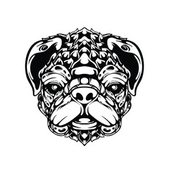 black and white tribal decorative dog pattern tattoo