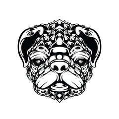 black and white tribal decorative dog pattern tattoo