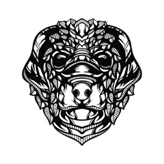 black and white tribal decorative dog pattern tattoo