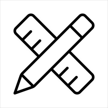 Pencil ruller filled line icons. Pixel perfect. modern design, vector illustration on white background