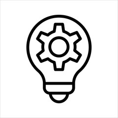 Vector innovation icon. Light bulb and cog inside. Premium quality graphic design element. vector illustration on white background