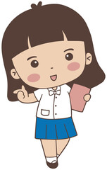 Cartoon Cute thai student