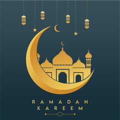 ramadan kareem template with gold and luxury color