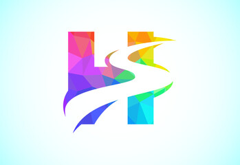 Letter H with backspace S or pathway logo design vector template. Low poly style graphic alphabet symbol