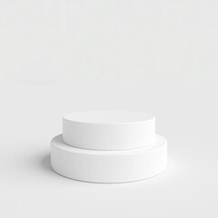 white modern squared podium stage platform step on white, 3d rendering of podium suitable for presentation show product display studio scene or cosmetic place stand