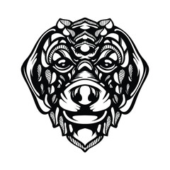 black and white tribal decorative dog pattern tattoo