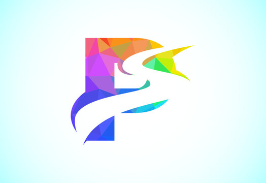 Letter P with backspace S or pathway logo design vector template. Low poly style graphic alphabet symbol