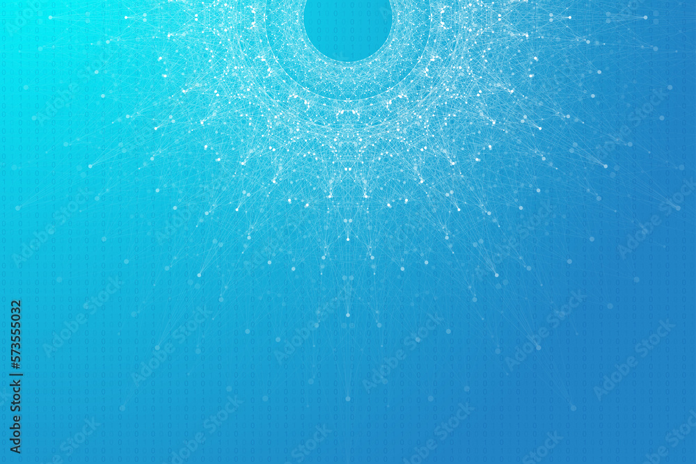 Aufkleber digits abstract background with connected line and dots, web cover. digital neural networks. network