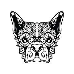 black and white tribal decorative dog pattern tattoo