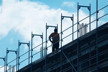 Silhouette of a worker on site .