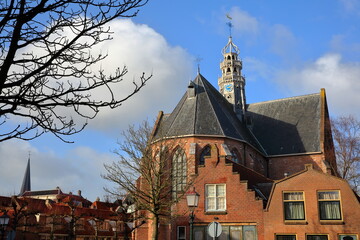 The external facade of Oosterkerk church (dated from 1519) located along Grote Oost street in  Hoorn, West Friesland, Netherlands