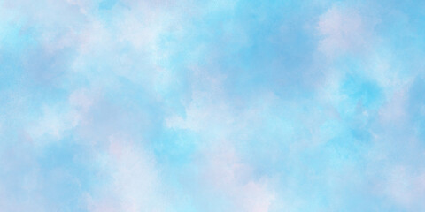 Abstract Watercolor shades blurry and defocused Cloudy Blue Sky Background, blurred and grainy Blue powder explosion on white background, Classic hand painted Blue watercolor background for design.