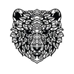 black and white tribal decorative bear pattern tattoo