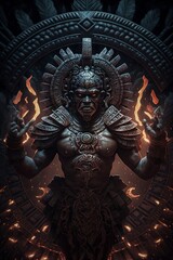Fototapeta premium The invocation of Coatl Aztec God of fertility, cinematic lighting, cinematic scene, cosmic horror, Lovecraftian horror, sacred geometry 