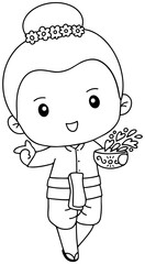 songkran festival tradition thailand cartoon Thailand