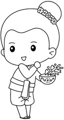 songkran festival tradition thailand cartoon Thailand