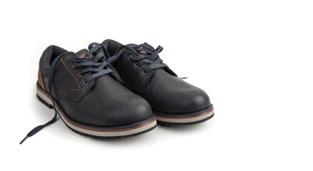 Isolated man shoes with laces on a white