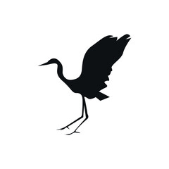 Egret vector silhouette, bird vector illustration.