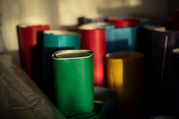 Colored paper. Film rolls. Adhesive paper for decorative works.