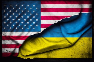 American flag and Ukrainian flag. Generative AI
