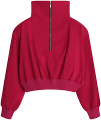 red long-sleeved zip-up hoodie  isolated on transparent or white background, png	