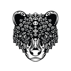 black and white tribal decorative bear pattern tattoo