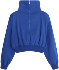 Long Sleeve Blue Zipped Hoodie.  isolated on transparent or white background, png, mockup