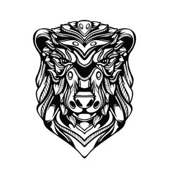 black and white tribal decorative bear pattern tattoo