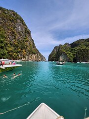 Blue lagoon on Maya Bai island in Thailand