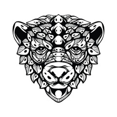 black and white tribal decorative bear pattern tattoo