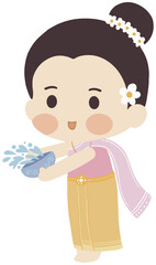 songkran festival tradition thailand cartoon Thailand