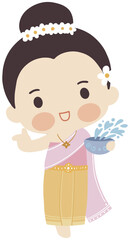 songkran festival tradition thailand cartoon Thailand