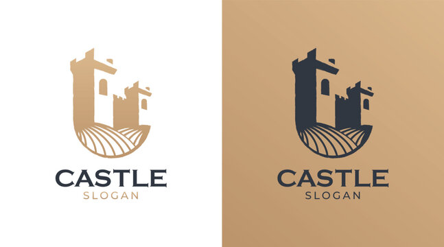 Castle property real estate building logo design