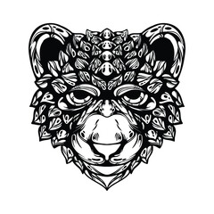 black and white tribal decorative bear pattern tattoo