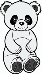 Cute bear animal. Coloring book page for children. Black and White Cartoon Illustration line art. 