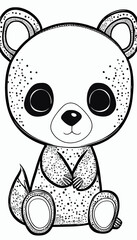 Cute animal. Coloring book page for children. Black and White Cartoon Illustration line art. 