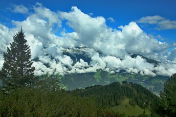 Austrian Alps - view of the Zillertal valley from the footpath at the upper station of the Ahornbahn cable car