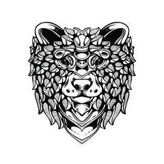 black and white tribal decorative bear pattern tattoo